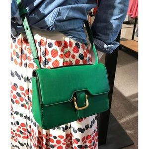 Rare Find & NEW: J. Crew Edit Leather Crossbody Bag in Green w Gold hardware : )